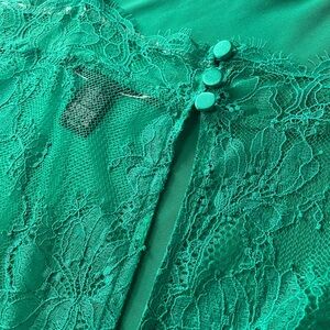 Green open back lace cami